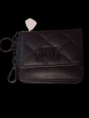 Steve Madden Black(BWREN) Quilted Keyring Wallet